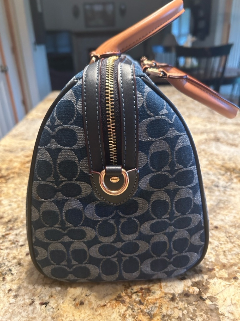 Large COACH Denim Rowan Satchel, EUC!! - Picture 2 of 10